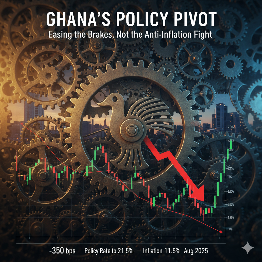 Central Bank of Ghana Slashes Monetary Policy Rate from 25% to 21.5%.